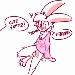  1:1 absurd_res anthro balls blush blush_lines bottomless bottomless_anthro bottomless_male cheek_tuft chest_tuft clothed clothing dialogue english_text facial_tuft flaccid flustered foreskin fur genitals girly hi_res humanoid_genitalia humanoid_penis lagomorph leporid long_sleeve_shirt male mammal oversized_shirt penis pink_penis rabbit simple_background solo sound_effects speech_bubble text the_xing1 tuft white_background white_body white_fur wide_eyed 