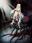  arachne long_hair monster_girl no_bra original silver_hair spiderweb 