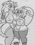  beaver bibarel big_breasts breasts clothing dragon dragonite female female/female legwear line_art mammal nintendo pok&eacute;mon pok&eacute;mon_(species) pussy reptile rodent scalie simple_background stockings thekitsuubi video_games wings 