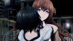  black_hair brown_hair game_cg hug huke long_hair makise_kurisu multiple_girls official_art shiina_mayuri short_hair steins;gate 