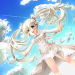  bad_id bad_pixiv_id bow child cloud day dress hair_ribbon kasugano_sora oruto_(ort+) ribbon sky smile solo twintails yosuga_no_sora 