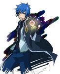  blue_hair chitose_koromo coat fairy_tail fingers jellal_fernandes magic male_focus sketch smile solo tattoo 