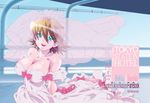  blue_eyes boukyaku_no_senritsu breasts cleavage curvy dress huge_breasts navel open_mouth orange_hair ribbon sakuratsuki_rin solo tsukinomori_sayoko veil wedding wedding_dress 