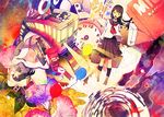  balloon clock colorful flower ground_vehicle kinako928 morning_glory original school_uniform surreal train 