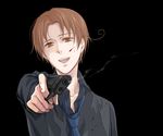  aiming_at_viewer axis_powers_hetalia blood gun holding holding_gun holding_weapon male_focus necktie northern_italy_(hetalia) simple_background solo weapon 