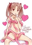  brown_eyes brown_hair face finger_to_mouth ha-ru heart long_hair naked_ribbon nude ribbon shirai_kuroko sketch solo to_aru_kagaku_no_railgun to_aru_majutsu_no_index twintails 