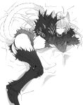  1girl animal_ears ass atalanta_(fate) atalanta_alter_(fate) cat_ears cat_girl cat_tail closed_eyes fate/grand_order fate_(series) full_body highres monochrome shusun_sun solo tail 