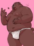  2023 anthro asian_clothing bear belly big_belly candy chocolate clothing dessert east_asian_clothing food fundoshi japanese_clothing kemono kita_9999 male mammal moobs navel nipples overweight overweight_male pink_background simple_background solo underwear white_clothing white_fundoshi white_underwear 