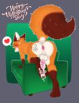  absurd_res anthro anus ass_up bodily_fluids butt butt_tattoo canid canine cum cum_on_feet cum_on_penis disney ejaculation embarrassed fluffy fluffy_tail fox furniture genital_fluids genitals hi_res holidays looking_at_viewer looking_back looking_back_at_viewer male male/male mammal nick_wilde nude penis presenting presenting_anus presenting_balls presenting_hindquarters raised_tail sofa solo surprise tail tattoo unolvidadomas valentine&#039;s_day zootopia 