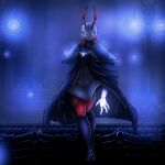  2_toes 3_fingers absurd_res amulet antennae_(anatomy) anthro arthropod blurred_background bugzilla caine_(agent_nutbust) cloak clothing fan_character feet fingers glowing hi_res hollow_knight magic_user male red_body shoulder_pads solo team_cherry toes 