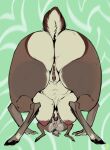  absurd_res anthro anus balls barely_visible_anus big_breasts big_butt breasts butt butt_focus deer duo fellatio female genitals hi_res huge_butt male male/female mammal nipples oral penile penis pussy sex size_difference thick_thighs twistedxfurr 