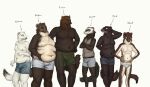  2019 anthro belly briefs briefs_only brown_body brown_fur cettus cettus_chaput clothed clothing crossed_arms domestic_ferret english_text ermine_(cettus) eyes_closed fisher_(animal) front_view fur group gulonine hand_behind_head hands_on_hips hi_res holding_belly keld_pederson lineup male mammal marten marten_(cettus) mink moobs mustelid musteline overweight overweight_anthro overweight_male simple_background size_difference slightly_chubby slightly_chubby_anthro slightly_chubby_male smile standing stoat text topless true_musteline underwear underwear_only weasel white_background white_body white_face white_fur 