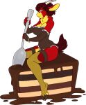  2018 alpha_channel amy_del_(nicoya) anthro biped black_clothing bovid bovine breasts clothed clothing cloven_hooves countershade_face countershade_fur countershade_torso countershading cutlery digital_media_(artwork) female fur hi_res holding_spoon hooves horn kitchen_utensils legwear mammal red_body red_fur shaded simple_background sitting solo spoon stockings tools translucent translucent_clothing translucent_legwear transparent_background yellow_body yellow_fur zyira 