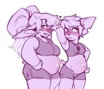  &lt;3 anthro blush clothing duo female hand_behind_head hi_res kyrosh league_of_legends looking_at_viewer looking_away poppy_(lol) pregnant riot_games snaggle_tooth standing tristana_(lol) underwear yordle 