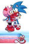  amy_rose anthro blush bridal_carry carrying duo eulipotyphlan female hedgehog hi_res hyoumaru male male/female mammal motion_blur motion_lines open_mouth open_smile running scarf sega smile sonic_the_hedgehog sonic_the_hedgehog_(series) 