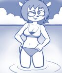  absurd_res anthro apopfonz big_breasts bovid breasts caprine cleavage clothed clothing cloud eyelashes female hair hand_on_hip hi_res horn lammy_lamb mammal navel open_mouth open_smile parappa_the_rapper sea sheep short_hair smile solo sony_corporation sony_interactive_entertainment swimwear thick_thighs um_jammer_lammy water wide_hips 