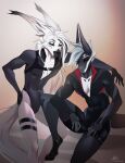  2023 4_toes 5_fingers allatir anthro black_nose blue_eyes canid canine clothed clothing digital_media_(artwork) eyebrows eyelashes feet fingers grey_hair hair hi_res male mammal smile toes 