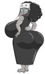  anthro big_breasts big_butt black_hair breasts buckteeth butt clothing dress eyewear female glasses green_eyes grey_body hair half-closed_eyes hand_on_hip hi_res huge_breasts huge_butt kerchief lagomorph leporid looking_at_viewer mama_rabbit_(tmftw) mammal marshall123x_(artist) narrowed_eyes rabbit solo teeth the_man_from_the_window thick_thighs wide_hips zed_technician_games 