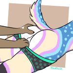  absurd_res anthro assisted_exposure brown_body brown_fur butt butt_grab canid canine clothing clothing_pull deer duo fox fox-deer fur hand_on_butt hi_res hybrid male male/male mammal miku_(mikufoxx) mikufoxx raised_tail tail underwear underwear_pull 