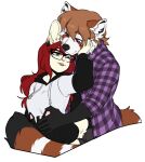  2023 5_fingers ailurid anthro breasts brown_body brown_fur clothed clothing digital_media_(artwork) eyebrows eyelashes female fingers fur green_eyes hair hi_res kittydee mammal red_hair red_panda smile white_body white_fur 