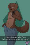  absurd_res anthro bird_dog bottomwear canid canine canis cellphone clothed clothing denim denim_clothing domestic_dog english_text hi_res hunting_dog jeans labrador lonnyk male mammal mik_(lonnyk) pants phone retriever selfie shirtless snapchat solo text topless topless_male 