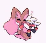  &lt;3 :3 ambiguous_gender blush bodily_fluids brown_body brown_fur carrying_another carrying_partner chromatic_aberration cotton_tail covered_mouth duo embrace eyes_closed feral fluffy fluffy_ears flustered fur generation_4_pokemon generation_8_pokemon glistening glistening_body hair hi_res hug hugging_from_behind lagomorph leporid long_ears lopunny mammal mayhemexe nervous nintendo o_0 on_ground open_mouth pink_hair pokemon pokemon_(species) rabbit raboot shaded shiny_pokemon simple_background simple_shading size_difference sweat sweatdrop teary_eyes white_hair wide_eyed 