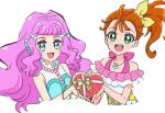  2girls artist_request blue_eyes green_eyes laura_la_mer looking_at_viewer multiple_girls natsuumi_manatsu orange_hair pink_hair precure smile tagme tropical-rouge!_precure 