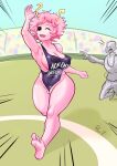  afro areola ashido_mina big_breasts black_sclera breasts cleavage clothed clothing duo eyelashes female genitals hair horn horned_humanoid huge_breasts human humanoid leotard male mammal my_hero_academia navel nipple_outline one_eye_closed open_mouth open_smile pink_areola pink_body pink_hair profitart purple_clothing purple_leotard pussy pussy_floss running smile stadium thick_thighs translucent translucent_clothing wide_hips yellow_eyes yellow_horn 