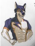  anthro canid canine canis hi_res male male/male mammal muscular muscular_male nude simple_background solo wolf wolfy 