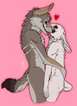  &lt;3 albino anthro black_nose black_pawpads brown_body brown_fur cackling-beast canid canine canis coyote daydream_(cackling-beast) death duo eyeless fur fur_tuft gore green_eyes grey_body grey_fur hand_on_back hand_on_neck hi_res holding_neck holidays lagomorph leporid limp looking_at_another looking_at_partner male male/male mammal muzzle_scabs necrophilia pawpads pink_background rabbit scar simple_background smile tan_body tan_fur tongue tongue_out trans_(lore) trans_man_(lore) tuft unnamed_character valentine&#039;s_day white_body white_fur 