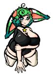  animal_humanoid big_breasts bovid breasts caprine female fur fur_collar green_body green_fur green_hair hair hi_res horizontal_pupils horn humanoid lagomorph leporid mammal pupils rabbit sheebi sheebibites sheep teal_eyes thick_thighs 