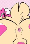  anthro anus anus_focus balls blush butt close-up cremacat digital_drawing_(artwork) digital_media_(artwork) felid flat_colors fur genitals girly hair hi_res jaguar looking_at_viewer looking_back male mammal pantherine pink_anus pink_eyes pink_hair raised_tail simple_background solo tail tail_tuft trans_(lore) trans_woman_(lore) tuft yellow_body yellow_fur zoom_in 