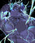  abs absurd_res bigfoot_(tas) blue_eyes bodily_fluids bovid bovine cattle chest_tuft clothed clothing facial_hair fur grey_body grey_fur hair hand_tuft hi_res horn lifewonders male mammal muscular nipples pecs sasquatch solo tattoo tears tokyo_afterschool_summoners tuft white_hair 