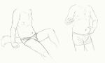  2019 ambiguous_species anthro belly briefs briefs_only cettus clothed clothing holding_stomach male sitting sketch sketch_page slightly_chubby slightly_chubby_anthro slightly_chubby_male solo standing topless underwear underwear_only 