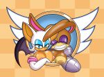  archie_comics big_breasts breasts bunnie_rabbot clothed clothing cybernetic_arm cybernetic_limb female female/female hi_res mobian_monster rouge_the_bat sega smile sonic_the_hedgehog_(archie) sonic_the_hedgehog_(comics) sonic_the_hedgehog_(series) topless wings 