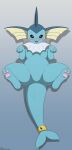  2023 absurd_res ambiguous_gender blue_body blush butt eeveelution feral generation_1_pokemon hi_res looking_at_viewer lying nintendo on_back open_mouth open_smile pawpads paws pokemon pokemon_(species) simple_background smile smiling_at_viewer solo vaporeon winick-lim 