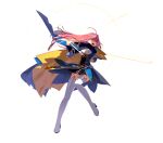  bangs black_skirt blue_cloak breasts cleavage cloak counter:side esterosa_de_chevalier full_body highres holding holding_weapon long_hair miniskirt official_art pink_hair skirt solo sword thighhighs transparent_background weapon white_thighhighs yellow_eyes zettai_ryouiki 