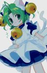  animal_hands animal_hat antenna_hair apron arms_at_sides bangs bell blue_dress blue_ribbon blush_stickers cat_hat cat_tail closed_mouth dejiko di_gi_charat dress dutch_angle feet_out_of_frame frilled_dress frills gloves green_eyes green_hair hair_bell hair_ornament hair_ribbon hat highres jingle_bell looking_at_viewer maid_apron parted_bangs paw_gloves pepeppepe101 puffy_short_sleeves puffy_sleeves ribbon short_hair short_sleeves sideways_glance simple_background smile sparkle tail white_background 