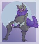  absurd_res anthro balls bodily_fluids cum dragonsicle erection fur genital_fluids genitals hi_res male nude penis simple_background solo theonlyscout 