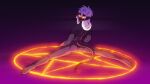 4k_resolution absurd_res anthro athletic athletic_male butt claws demon feet frank_fathih glowing glowing_eyes gradient_background hair hi_res humanoid humanoid_pointy_ears invocation kimero_kat long_hair male nude pentagram pinup pose pupils purple_body purple_theme simple_background slit_pupils soles solo spread_legs spreading tail wallpaper white_hair 