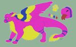  ambiguous_gender artist_name belly big_belly blep blue_wings chest_tuft dragon feathers feral forked_tongue fur furred_dragon furred_wings glistening glistening_eyes green_background huge_belly markings model_sheet mouth_closed pink_body pink_feathers pink_fur pink_wings red_tongue roobin side_view simple_background solo striped_legs striped_markings striped_tail stripes tail tail_markings tongue tongue_out tuft wings yellow_body yellow_eyes yellow_feathers yellow_fur yellow_wings 