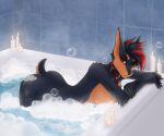  ada_ramone anthro bathing bathtub breasts bubble candle canid canine canis collar dobermann domestic_dog elias_kiff female mammal nude pinscher short_tail side_boob solo tail tasteful_nudity 