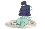  absurd_res accessory amphibia_(series) amphibian bent_over big_eyes breasts butt disney female green_body green_skin hair hair_accessory hi_res lady_olivia looking_back mr_valentine00 newt nipples nude salamander_(amphibian) simple_background solo thick_thighs 