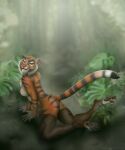  anthro breasts claws clothing digital_media_(artwork) felid feline female forest hi_res invalid_tag jungle legwear lion_guard mammal nipples nude pantherine pawpads paws plant pose solo stockings thick_thighs thighs tiger tree varyah 