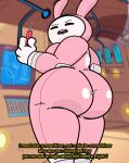  absurd_res adventure_time big_butt butt cartoon_network clothing female fur hi_res huge_butt ks-2_(adventure_time) lagomorph leporid looking_at_viewer mammal mature_female mr_valentine00 rabbit solo spacesuit taller_female text thick_thighs tight_clothing tight_dress white_body white_fur 