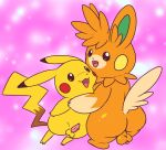  anthro balls beady_eyes blush butt duo embrace erection fur generation_1_pokemon generation_9_pokemon genitals hug male male/male mincheeto nintendo orange_body orange_fur pawmi penis perineum pikachu pokemon pokemon_(species) tapering_penis yellow_body yellow_fur 