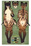  absurd_res anthro areola blue_eyes civet eveleer female genitals hi_res mammal markings model_sheet nipples original_character_do_not_steal pink_nipples pink_nose pussy solo striped_markings stripes viverrid 