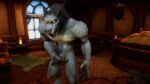  anthro aroused blizzard_entertainment canid canine erection genitals glowing glowing_eyes hi_res male mammal nude penis solo warcraft were werecanid werecanine werewolf worgen zolthan32 