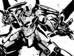  1other drill gurren-lagann highres ishiyumi kamina_shades mecha monochrome no_humans open_mouth robot solo super_robot tengen_toppa_gurren_lagann weapon 