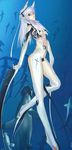  absurdres blade fish hakua_ugetsu highres navel red_eyes scan solo underwater water white_hair wings 